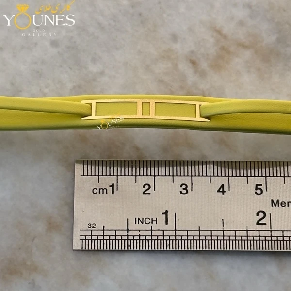 دستبند طلا زنانه چرمی مستطیل مینیمال L445